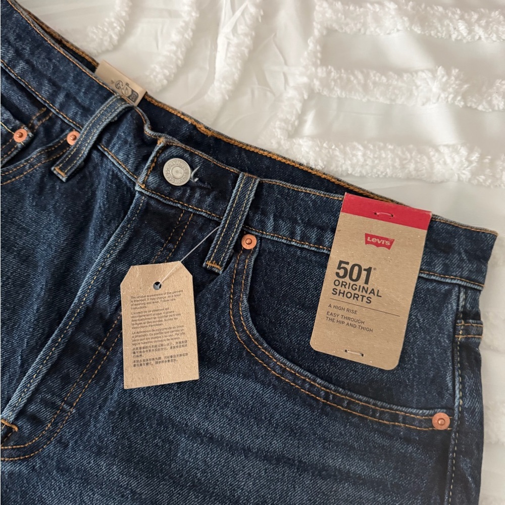 Levi's Women's 501 Dark Indigo Jean Shorts - Picture 2 of 9